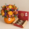 CALABAZA FLORAL + FRESAS ACHOCOLATADAS